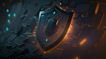 cyber security digital shield for protecting data, abstract futuristic background. safety system. ai