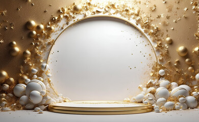 Luxury white and gold background with space in the middle.