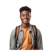 Black African Student Happy,teenage Back To School, Isolated On Transparent And White Background