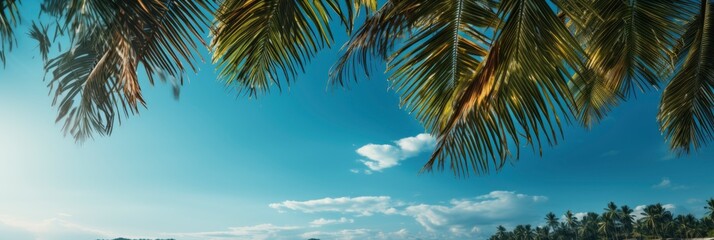 Palm Tree On Tropical Beach Blue , Banner Image For Website, Background abstract , Desktop Wallpaper