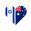 unity concept. heart shape icon of israel and australia flags. vector illustration isolated on white background