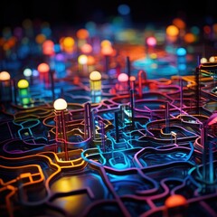 Sticker - A bunch of lights that are on a table. Generative AI.