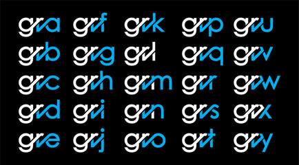 Wall Mural - GRA, GRB, GRC, GRD, GRE, GRF, GRG, GRH, GRI, GRJ, GRK, GRL, GRM, GRN, GRO, GRP, GRQ, GRR, GRS, GRT, GRU, GRV, GRW, GRX, GRY Letter Initial Logo Design Template Vector Illustration	
