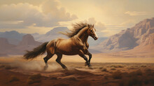 A Painting Of A Horse Running
