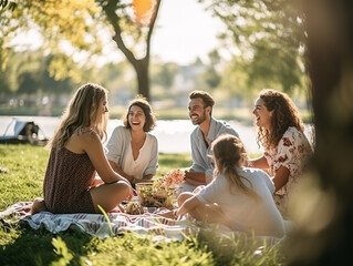 A group of friends enjoying a picnic in the park