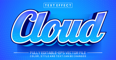 Wall Mural - Cloud blue font Text effect editable