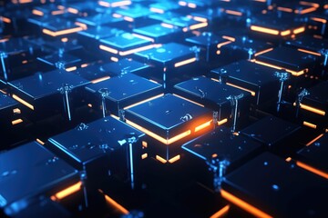 Block Chain and cyber security concept. Futuristic technology background. Generative AI