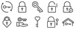 keys and locks line style icon collection