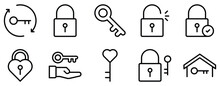 Keys And Locks Line Style Icon Collection
