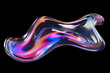 © Pavel - Bold holographic liquid metal shape isolated. Iridescent wavy melted chrome substance. Ai generated
