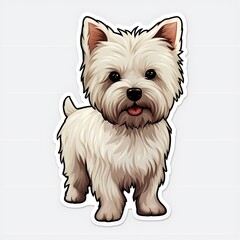 Poster - Sticker of small white dog with brown ears.