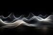 © DIMENSIONS - An abstract wallpaper with a sci-fi, futuristic vibe featuring illuminated transparent waves against a black background creates a visually mesmerizing composition. Illustration