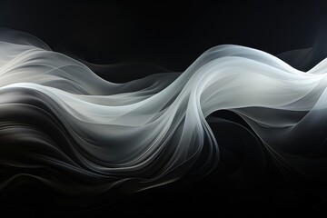 Wall Mural - an abstract wallpaper featuring a translucent flow, softly illuminated against a black background, c