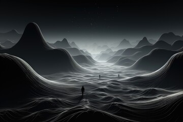 Wall Mural - an abstract wallpaper with a sci-fi, futuristic theme, illuminated against a black background, showc