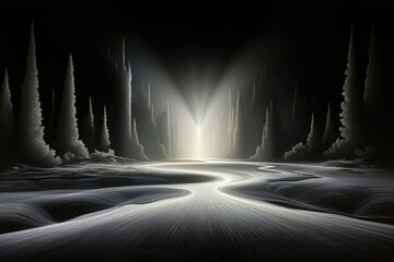Wall Mural - an abstract wallpaper with a sci-fi ambiance against a black background, creating an imaginative com