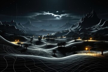 Wall Mural - an abstract sci-fi wallpaper against a black background, creating a visually captivating composition