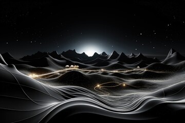 Wall Mural - an abstract sci-fi wallpaper against a black background, creating a visually captivating composition