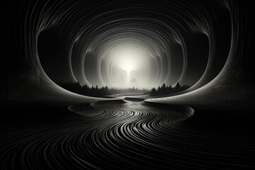 Wall Mural - an abstract sci-fi wallpaper against a black background, creating a mysterious composition that blen
