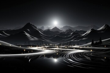 Wall Mural - an abstract sci-fi wallpaper against a black background, creating a visually captivating composition