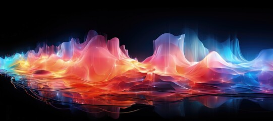 Wall Mural - an abstract wallpaper with a black background, in a wide format, creating a composition that emphasi