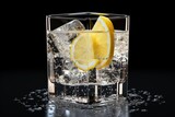 Fototapeta Kuchnia - A glass of water with a slice of lemon, perfect for quenching your thirst. Can be used in health and wellness articles or for promoting hydration.