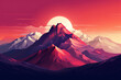 Fantasy scence.Moutain with sun in the morning time.Sunrise behide the mountain peak.