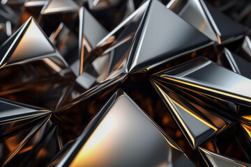 Wall Mural - abstract background made of many shiny metallic polygonal shapes
