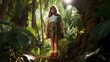 © CStock - Child and nature concept, chubby teenage girl standing in tropical tree