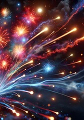 Canvas Print - Amazing colorful fireworks explosion.