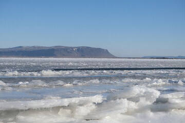 Landscape Iceland Mountains River Glacier Ocean ice