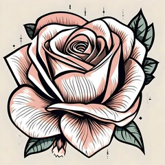 retro vintage flash art of a rose tattoo