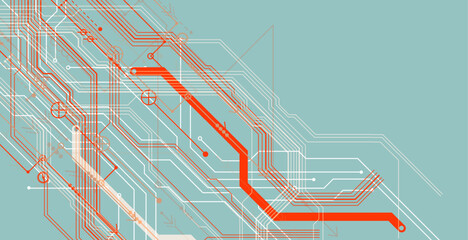 Wall Mural - CPU concept. Circuit board. Technology background. Hand drawn vector.