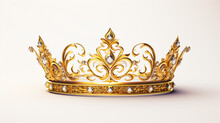The Golden Crown On A White Background By Twilight