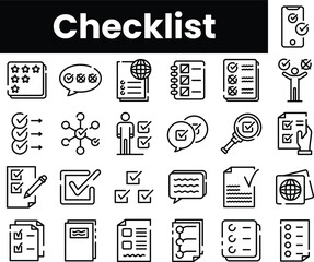  Set of outline checklist icons