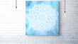  Soft blue watercolour background with white mandala decoration texture marble. Generative Ai.