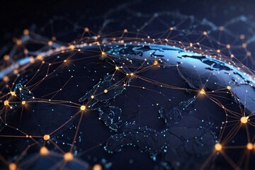 Global network connection over the world.