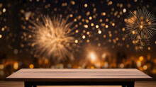 Festive Background With Beautiful Yellow Fireworks