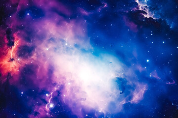 Wall Mural - spectacular shot of nebula and galaxies in space with beautiful colors in purple and blue, abstract 