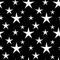 Wall Mural - vector seamless pattern of sparkle stars. abstract print. seamless pattern with white stars on black