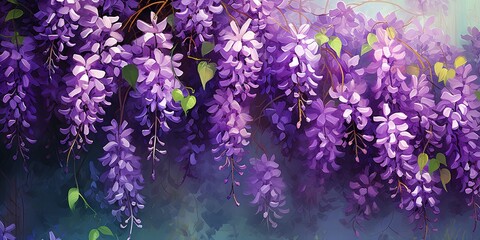 Wall Mural - Majestic Lavender Blooms Embrace Lush Green Hedge, Generative AI