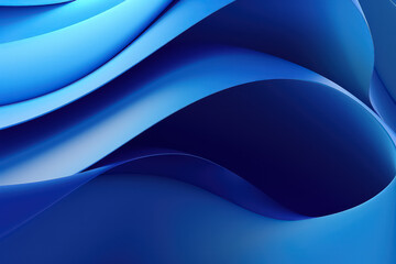 Wall Mural - curvy waving ribbons abstract background with folded textile ruffle, blue cloth macro