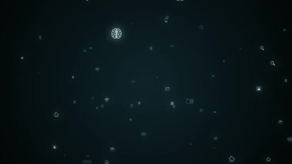 Abstract futuristic background with animated random Icon technology connection.