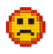 Sad smiley emoji icon made by lego toy blocks