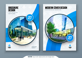 Wall Mural - Brochure template layout design. Corporate business annual report, catalog, magazine, flyer mockup. Creative modern bright concept circle round shape