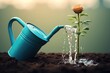 Colorful Watering Can Nourishing a Vibrant Flower Symbolizing Health Generative AI