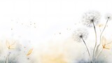 Fototapeta Dmuchawce - watercolor dandelions art light tones background wallpaper freedom of flight.
