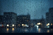 Städtische Romantik an einem Regennacht-Fenster
