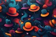 Abstract background with a lot of multicolored hats. Abstract background for national hat day or Wear A Hat Day