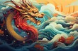 Dragon in the sea. Abstract background for Appreciate a Dragon Day or year of the dragon. 