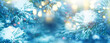 © Irene - Christmas Tree. Christmas New Year Winter blurred background. Magic winter snow landscape. Christmas greeting card. Christmas lights. Space for text. Banner.